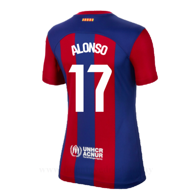 Lacné Futbalove Dresy Dámské FC Barcelona ALONSO #17 Domáci Dres 2023-24